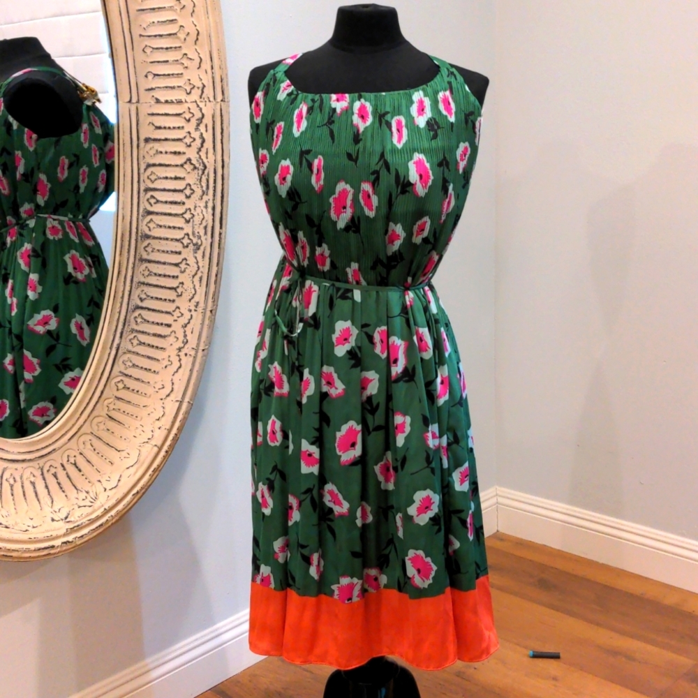 Silk floral Anthropologie dress size L